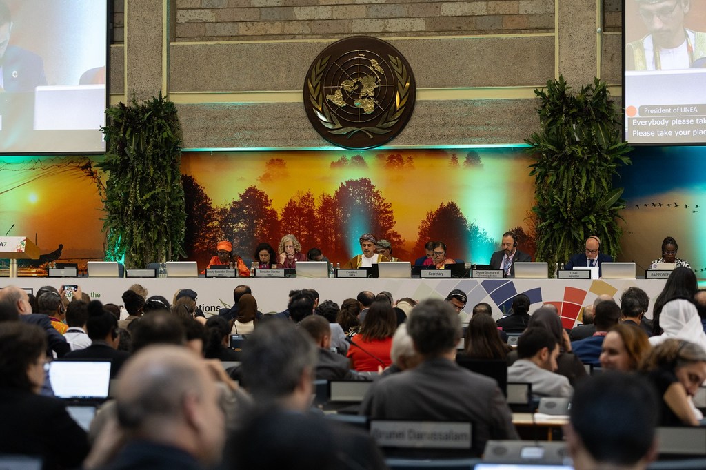 Delegates during the UNEA-7 closing plenary in Nairobi, Kenya.